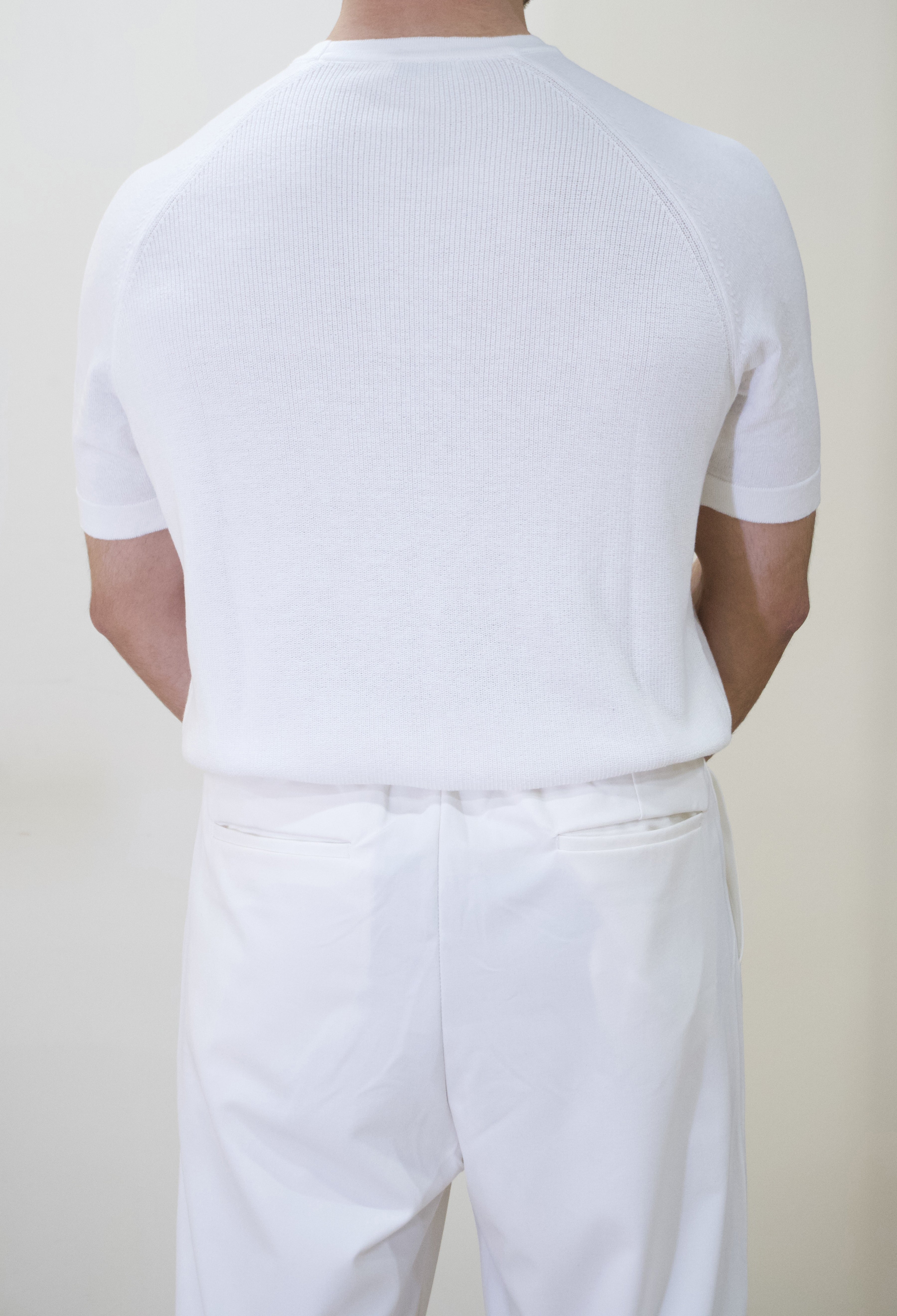 Basic Ekru Kısa Kol Triko T-shirt