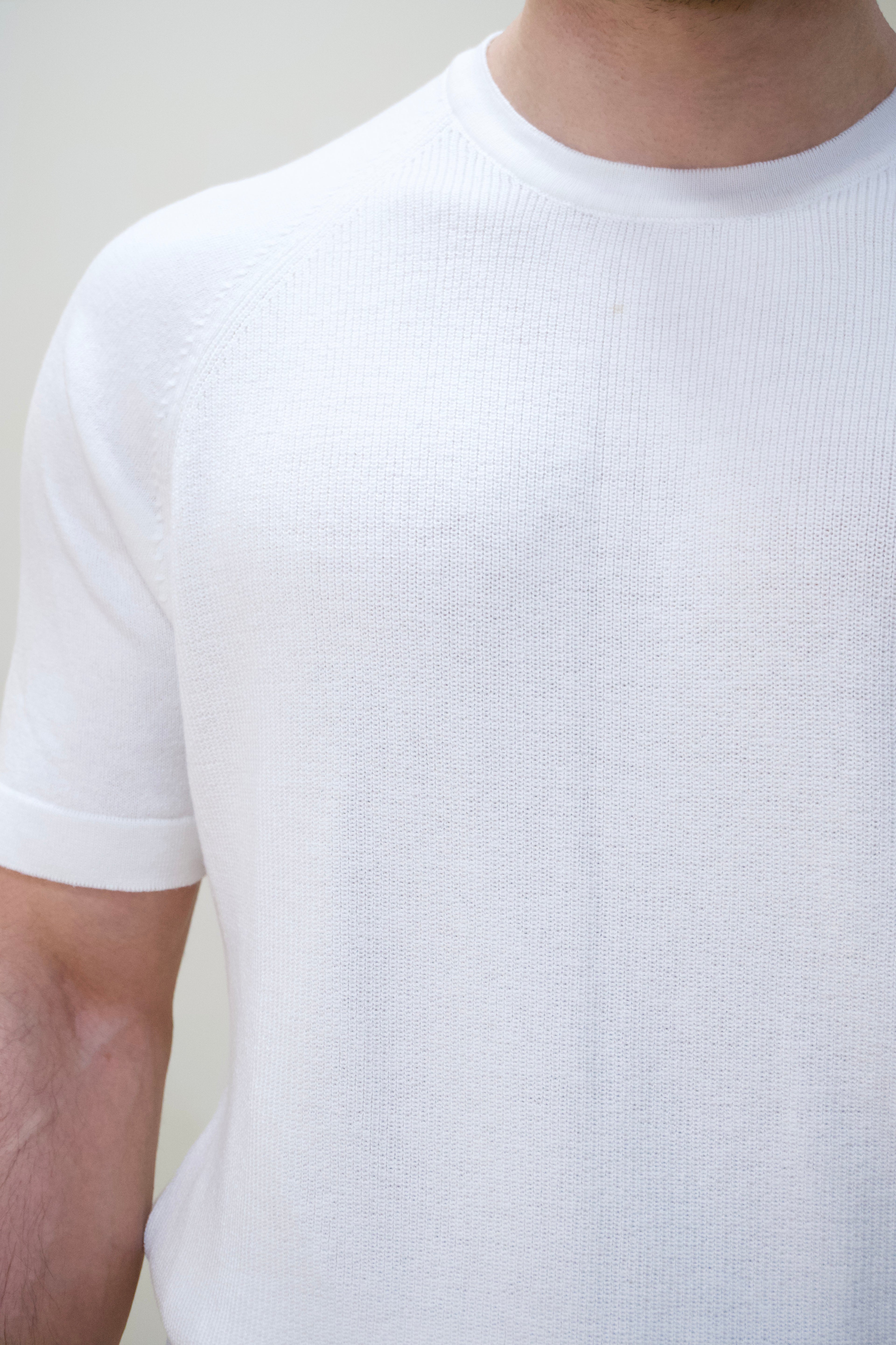 Basic Ekru Kısa Kol Triko T-shirt