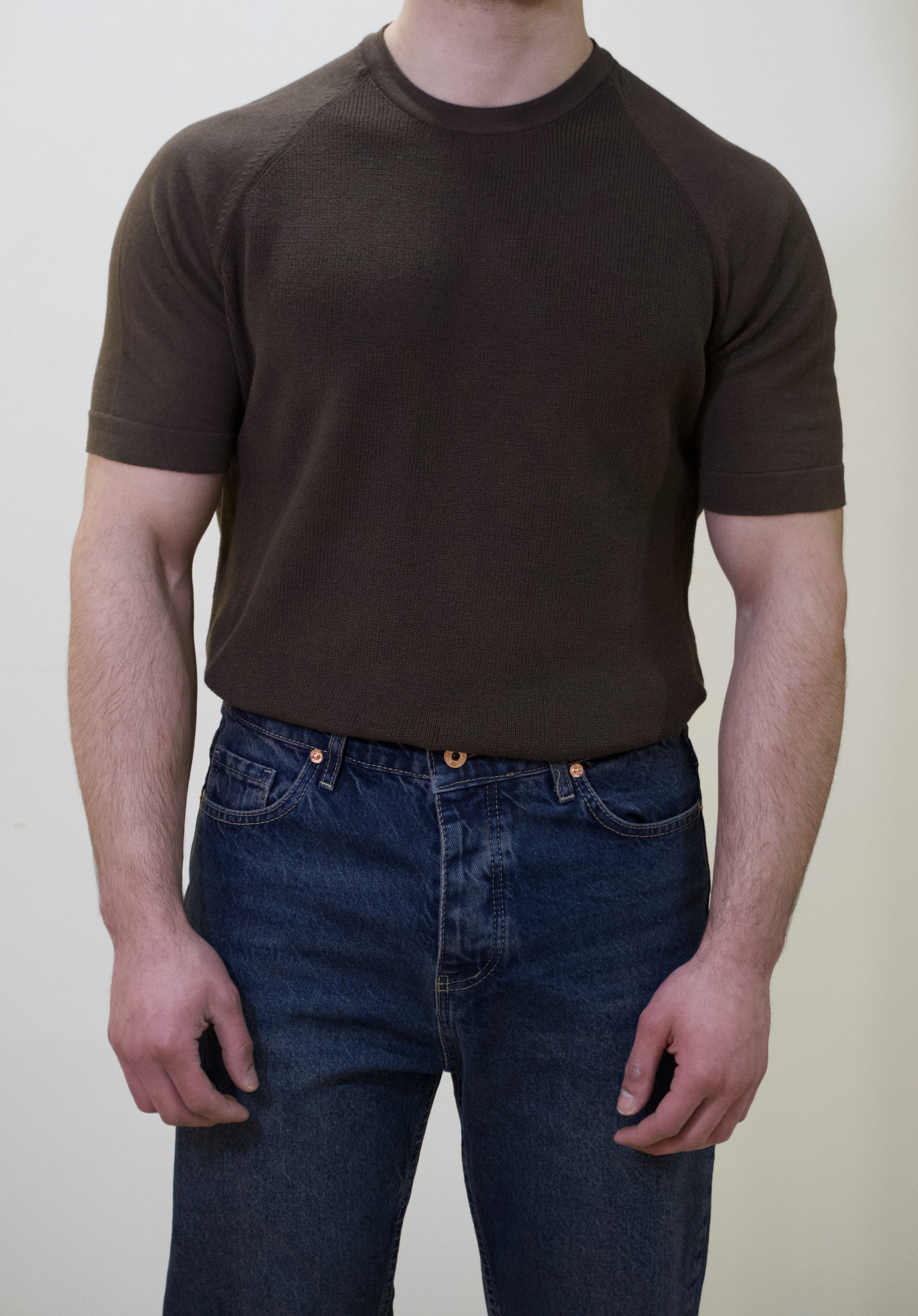 Basic Kahverengi Kısa Kol Triko T-shirt