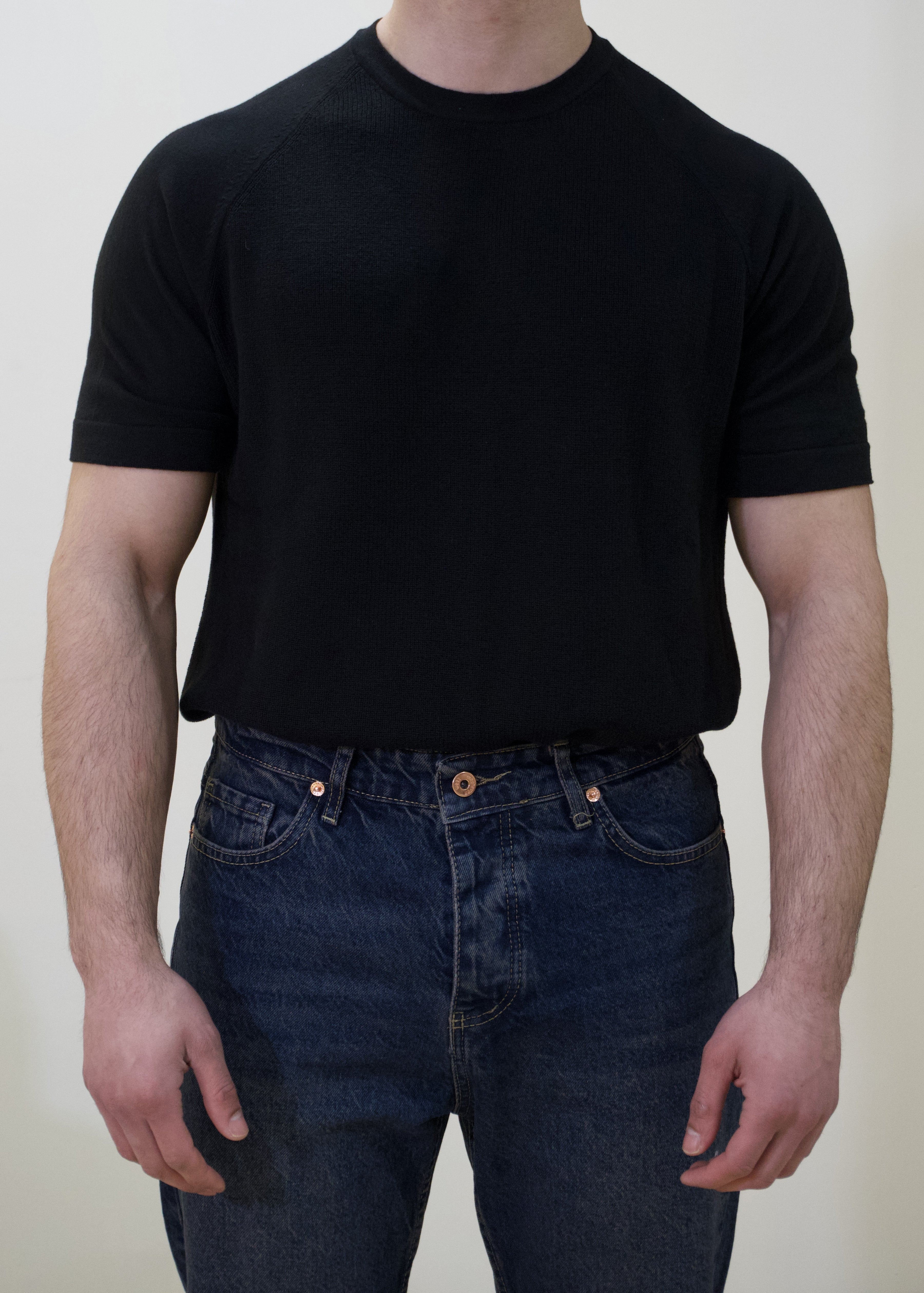 Basic Siyah Kısa Kol Triko T-shirt