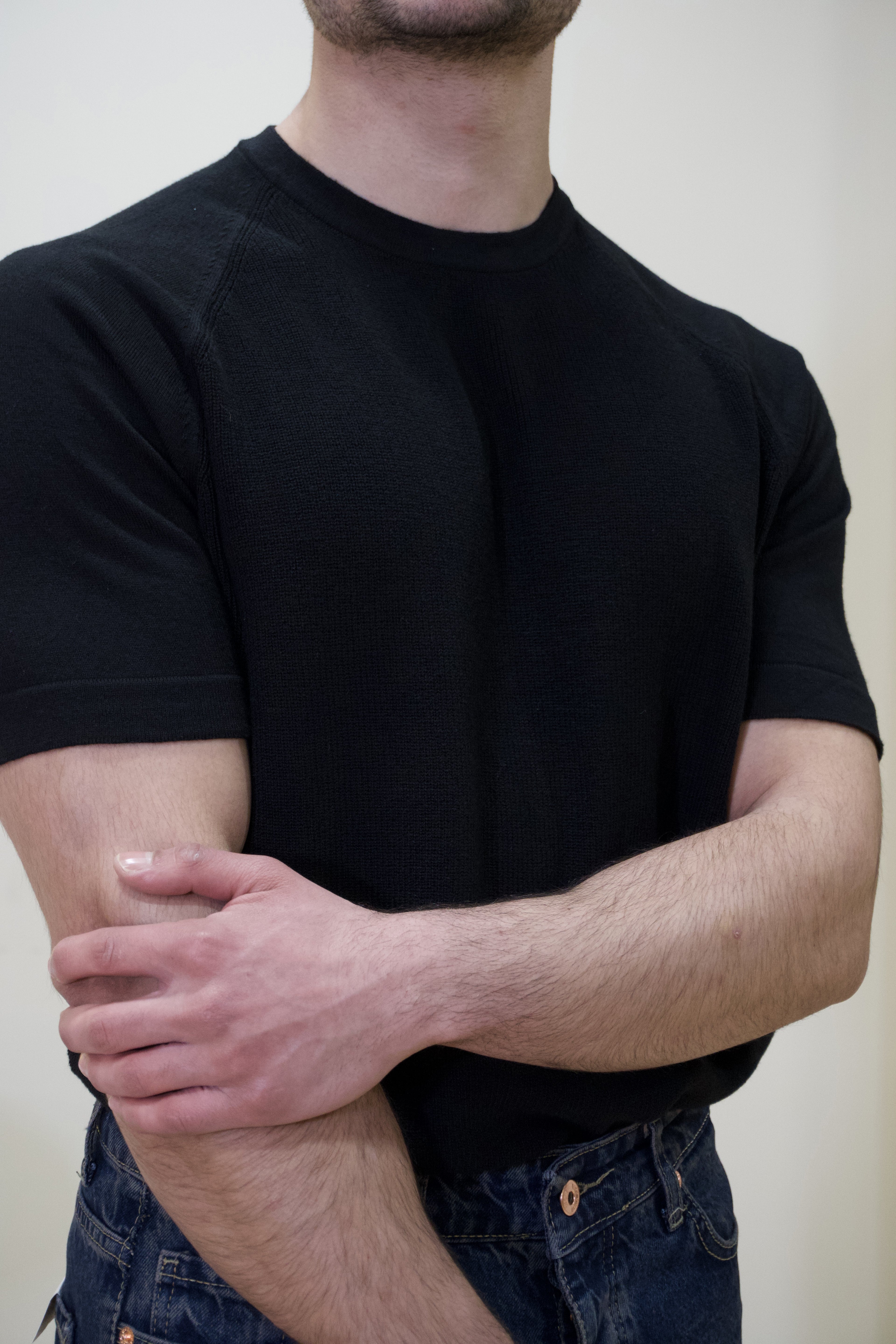 Basic Siyah Kısa Kol Triko T-shirt