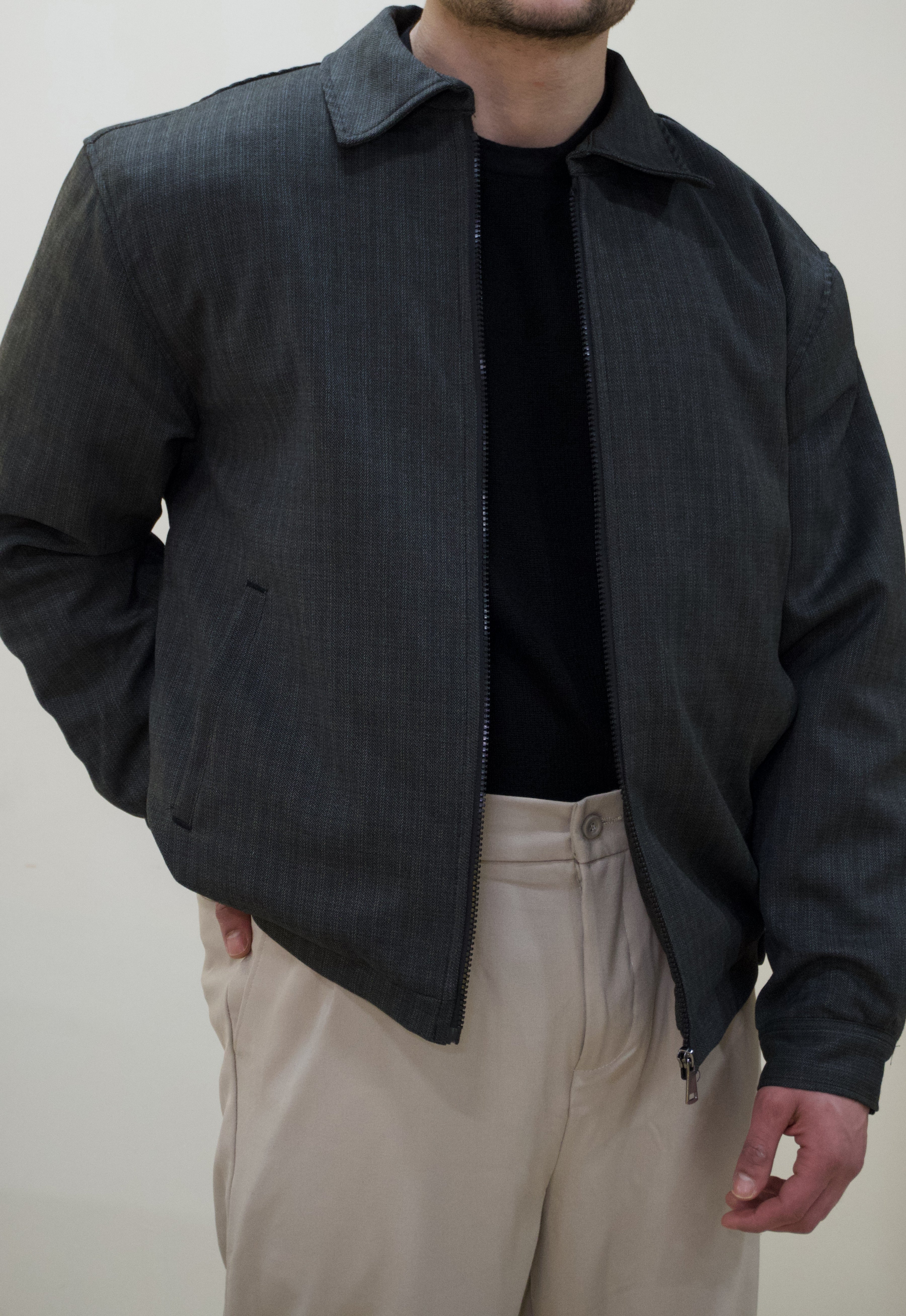 Antrasit Desenli Kapitone Ceket