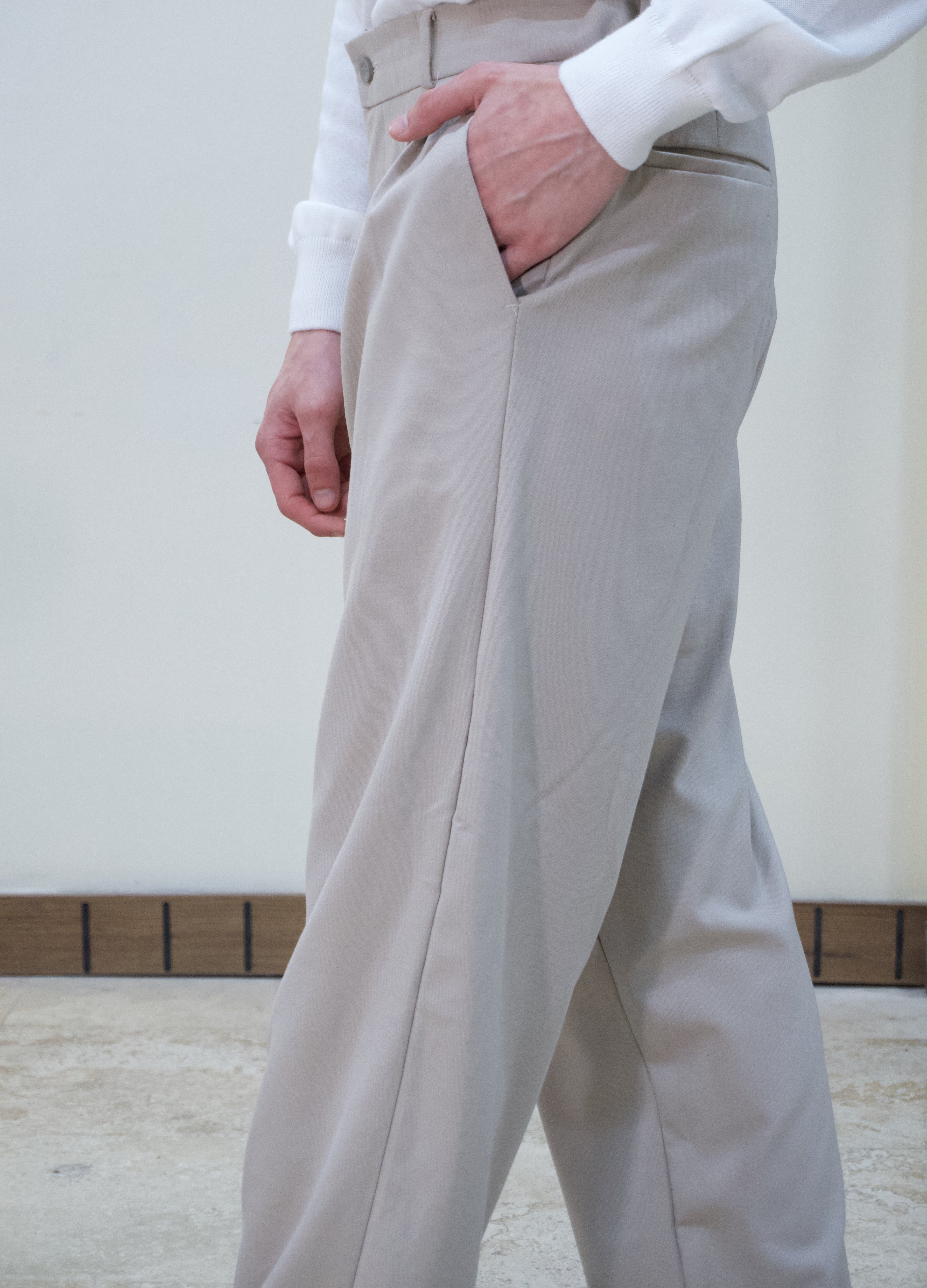 Bej Baggy Kumaş Pantolon