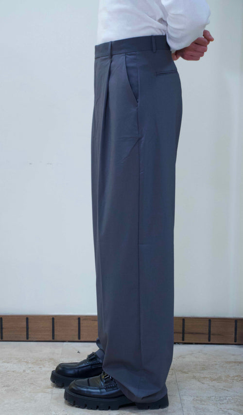 Antrasit Baggy Yüksek Bel Erkek Kumaş Pantolon